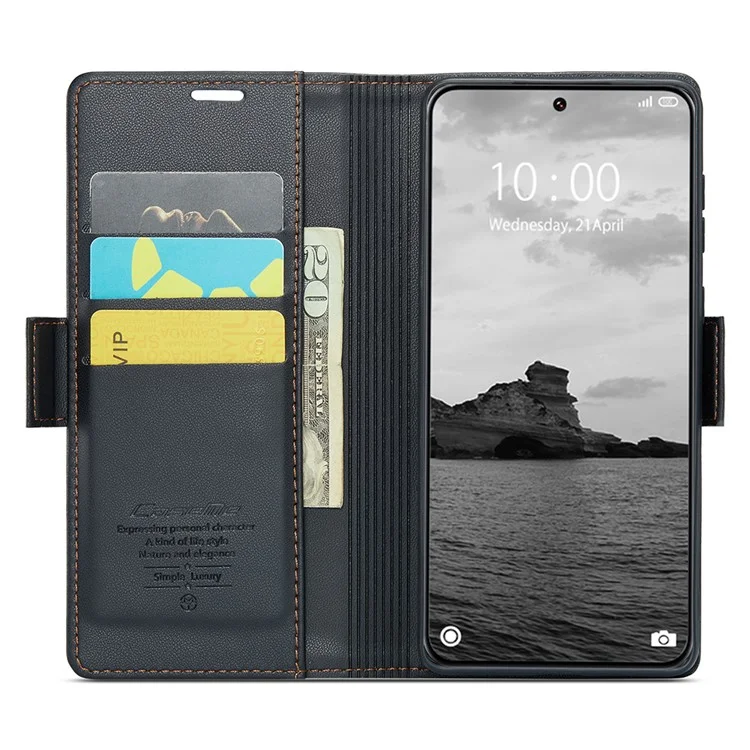 CASEME 023 Serie für Xiaomi 14 Ultra Hülle RFID Blocking Glossy Stand Handyhülle - Schwarz