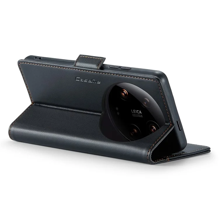 CASEME 023 Serie für Xiaomi 14 Ultra Hülle RFID Blocking Glossy Stand Handyhülle - Schwarz