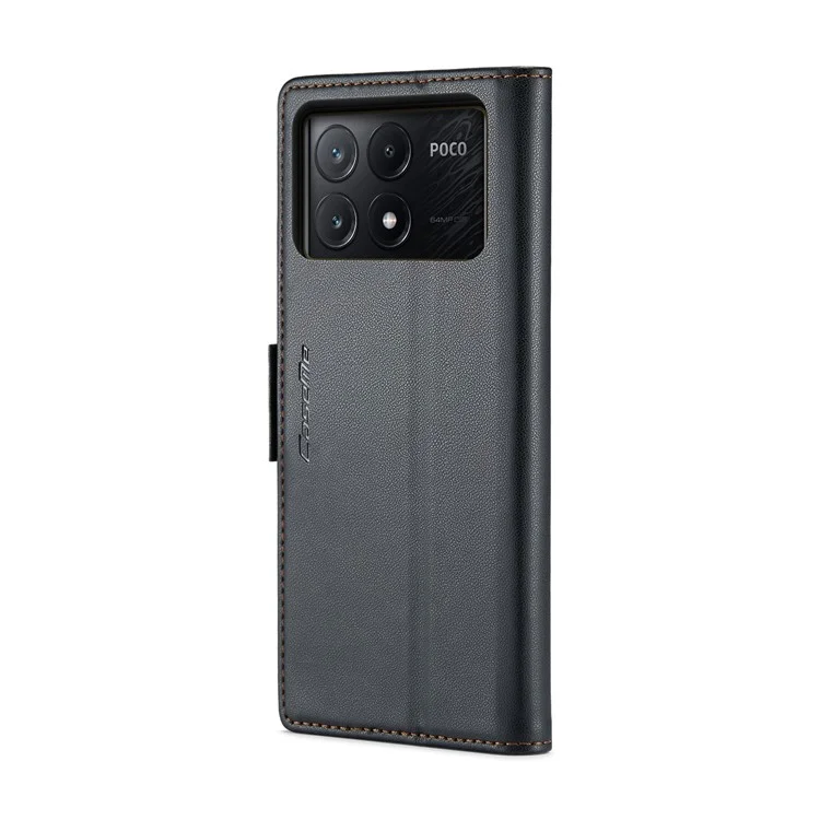 CASEME 023 Serie per Xiaomi Poco X6 Pro 5G / Redmi K70E 5G Custodia RFID Blocking Custodia in pelle - Nero