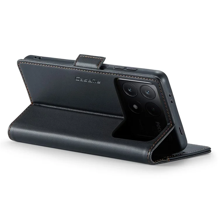 CASEME 023 Serie per Xiaomi Poco X6 Pro 5G / Redmi K70E 5G Custodia RFID Blocking Custodia in pelle - Nero