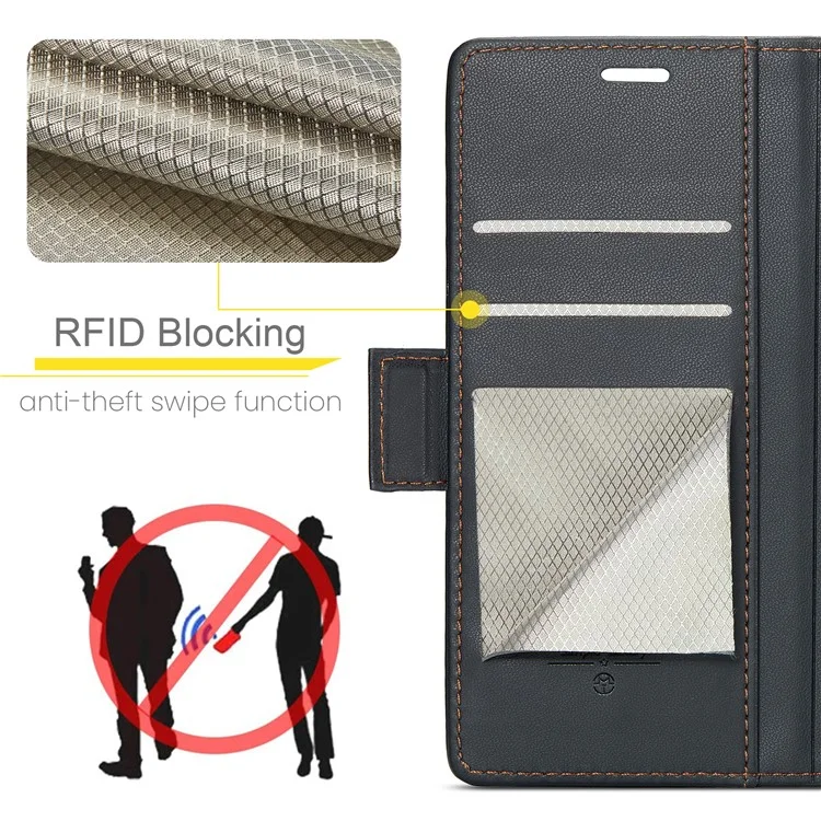 CASEME 023 Serie per Xiaomi Poco X6 Pro 5G / Redmi K70E 5G Custodia RFID Blocking Custodia in pelle - Nero