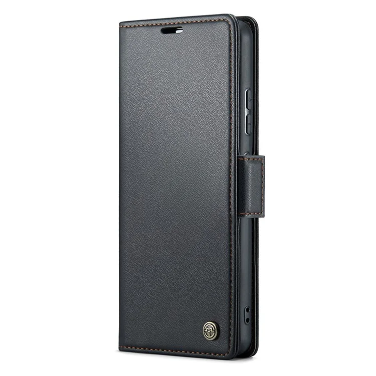CASEME 023 Series для Xiaomi Redmi Note 13 Pro+ 5G Кожаный чехол Глянцевый чехол для телефона с блокировкой RFID - Черный
