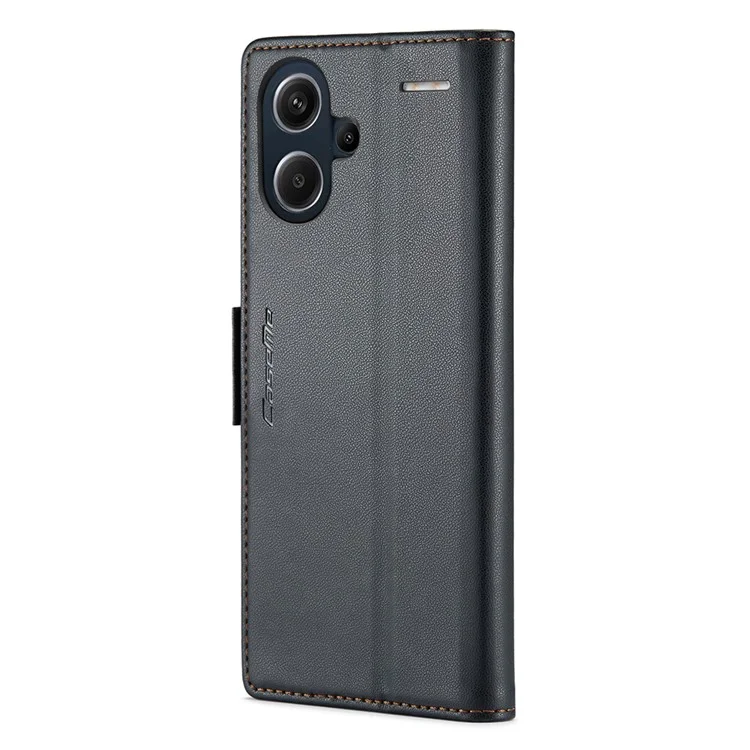 CASEME 023 Series для Xiaomi Redmi Note 13 Pro+ 5G Кожаный чехол Глянцевый чехол для телефона с блокировкой RFID - Черный