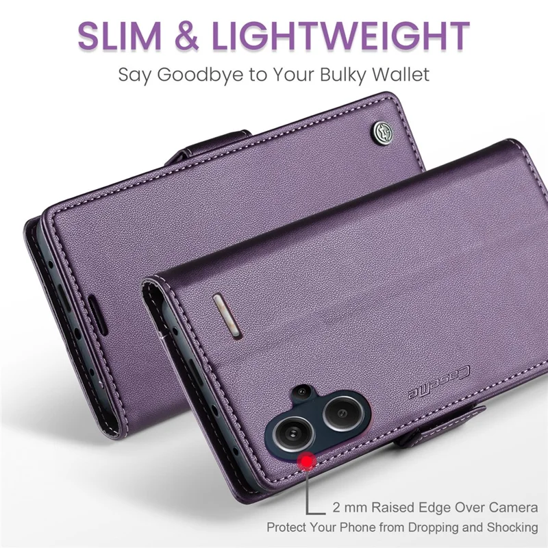CASEME 023 Series For Xiaomi Redmi Note 13 Pro+ 5G Leather Case Glossy Phone Cover RFID Blocking - Purple