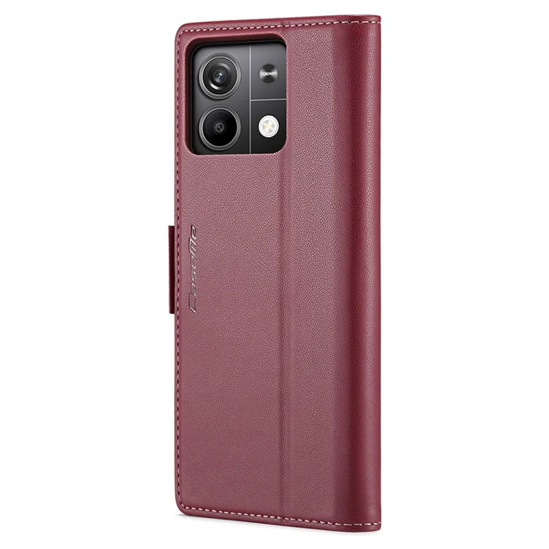 CASEME 023 Series For Xiaomi Redmi Note 13 5G Stand Case RFID Blocking Glossy Phone Cover - Red