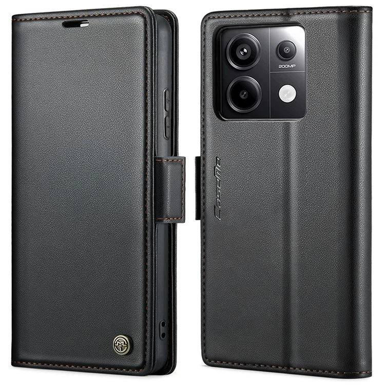CASEME 023 Serie für Xiaomi Redmi Note 13 Pro 5G / Poco X6 5G Hülle, RFID-blockierendes Wallet-Telefoncover - Schwarz