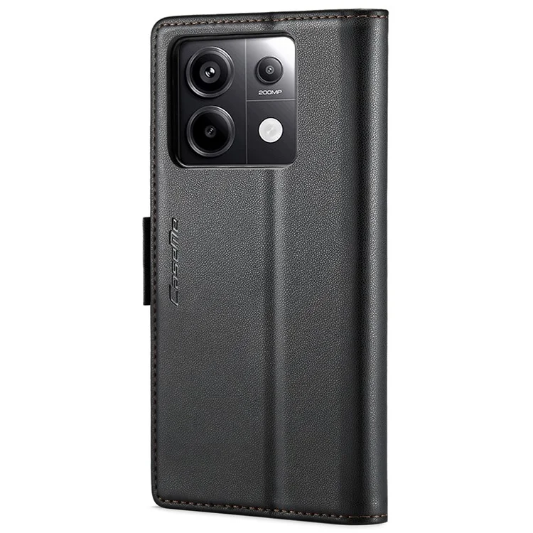 CASEME 023 Serie für Xiaomi Redmi Note 13 Pro 5G / Poco X6 5G Hülle, RFID-blockierendes Wallet-Telefoncover - Schwarz