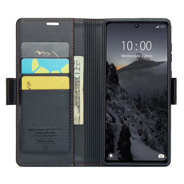 CASEME 023 Serie für Xiaomi Redmi Note 13 Pro 5G / Poco X6 5G Hülle, RFID-blockierendes Wallet-Telefoncover - Schwarz