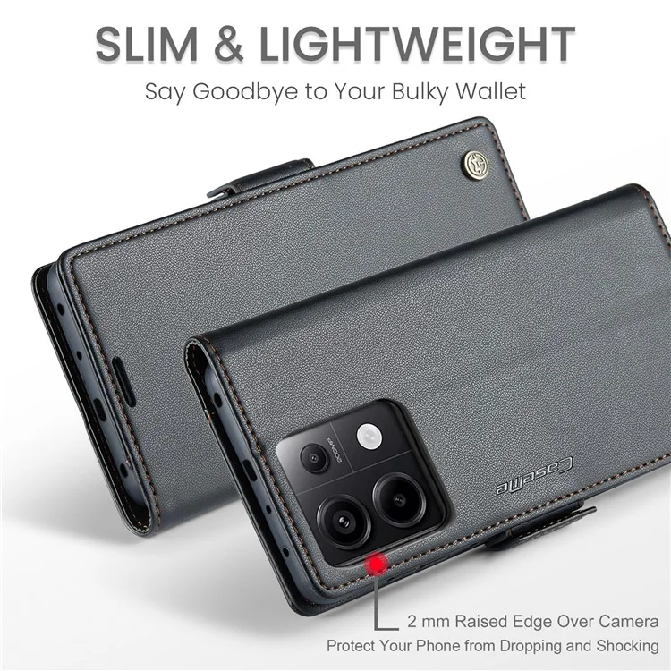 CASEME 023 Serie für Xiaomi Redmi Note 13 Pro 5G / Poco X6 5G Hülle, RFID-blockierendes Wallet-Telefoncover - Schwarz