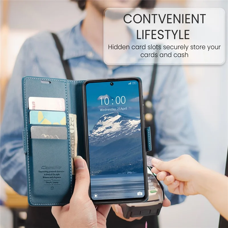 CASEME 023 Series For Xiaomi Redmi Note 13 Pro 5G / Poco X6 5G Case RFID Blocking Wallet Phone Cover - Blue
