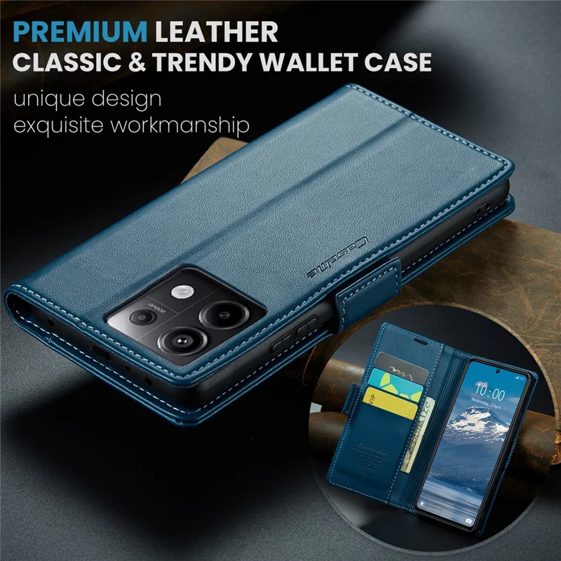 CASEME 023 Series For Xiaomi Redmi Note 13 Pro 5G / Poco X6 5G Case RFID Blocking Wallet Phone Cover - Blue