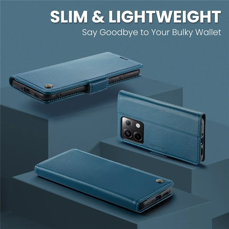 CASEME 023 Series For Xiaomi Redmi Note 13 Pro 5G / Poco X6 5G Case RFID Blocking Wallet Phone Cover - Blue