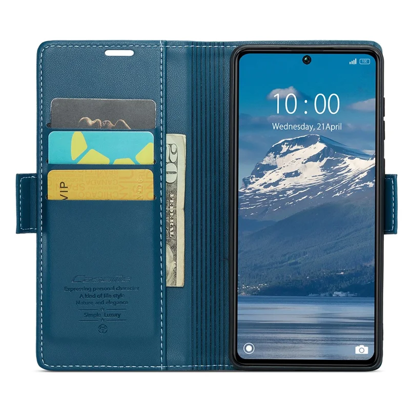 CASEME 023 Series For Xiaomi Redmi Note 13 Pro 5G / Poco X6 5G Case RFID Blocking Wallet Phone Cover - Blue