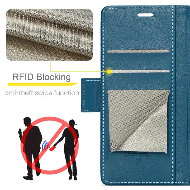 CASEME 023 Series For Xiaomi Redmi Note 13 Pro 5G / Poco X6 5G Case RFID Blocking Wallet Phone Cover - Blue