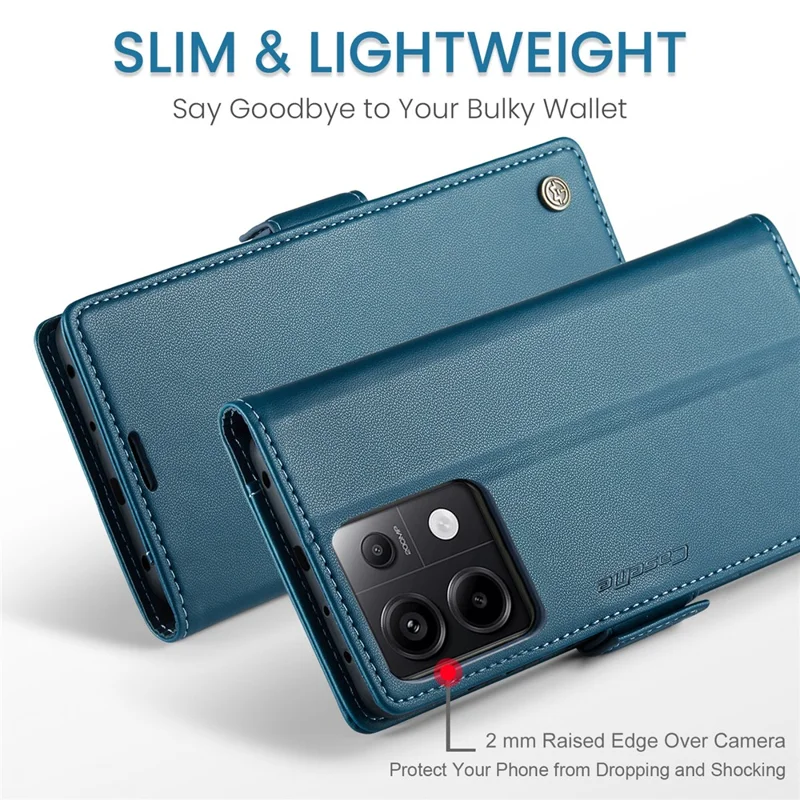 CASEME 023 Series For Xiaomi Redmi Note 13 Pro 5G / Poco X6 5G Case RFID Blocking Wallet Phone Cover - Blue