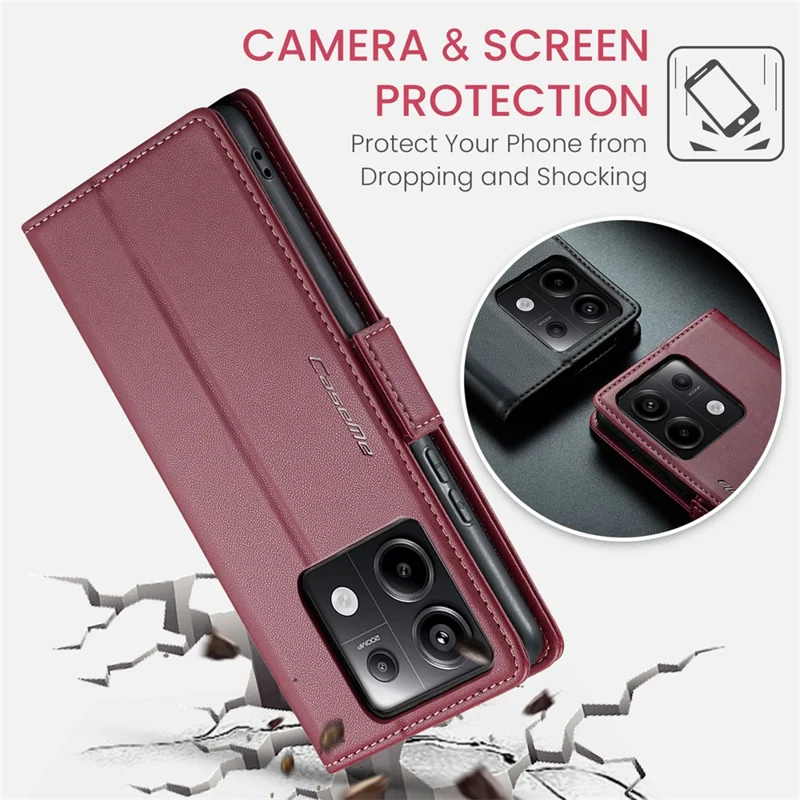 CASEME 023 Series para Xiaomi Redmi Note 13 Pro 5G / Poco X6 5G Funda Cartera con Bloqueo RFID - Rojo