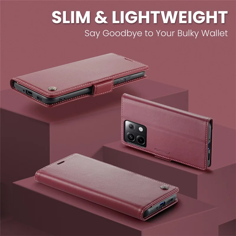 CASEME 023 Series para Xiaomi Redmi Note 13 Pro 5G / Poco X6 5G Funda Cartera con Bloqueo RFID - Rojo