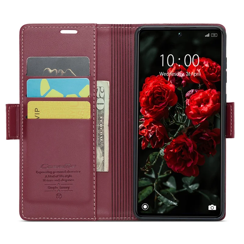CASEME 023 Series para Xiaomi Redmi Note 13 Pro 5G / Poco X6 5G Funda Cartera con Bloqueo RFID - Rojo