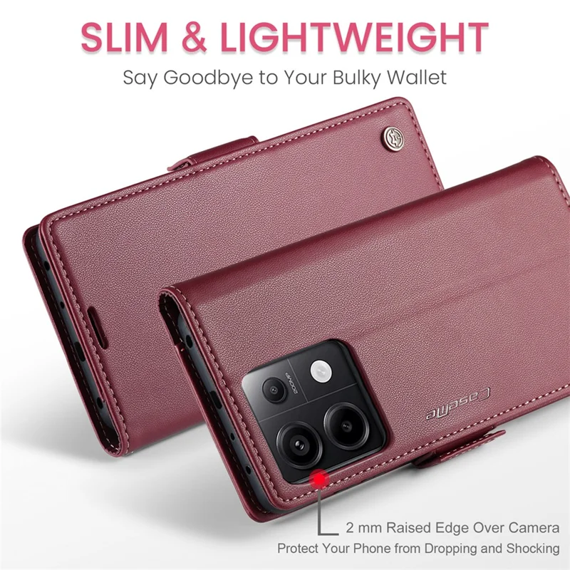 CASEME 023 Series para Xiaomi Redmi Note 13 Pro 5G / Poco X6 5G Funda Cartera con Bloqueo RFID - Rojo