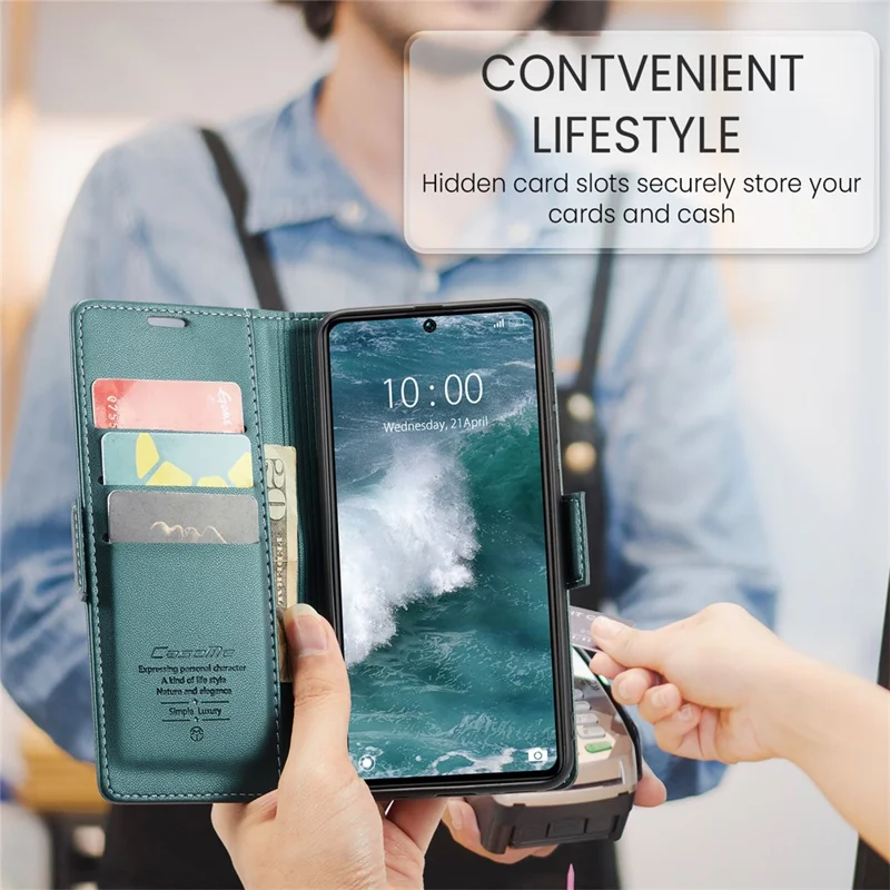 CASEME 023 Series For Xiaomi Redmi Note 13 Pro 5G / Poco X6 5G Case RFID Blocking Wallet Phone Cover - Green