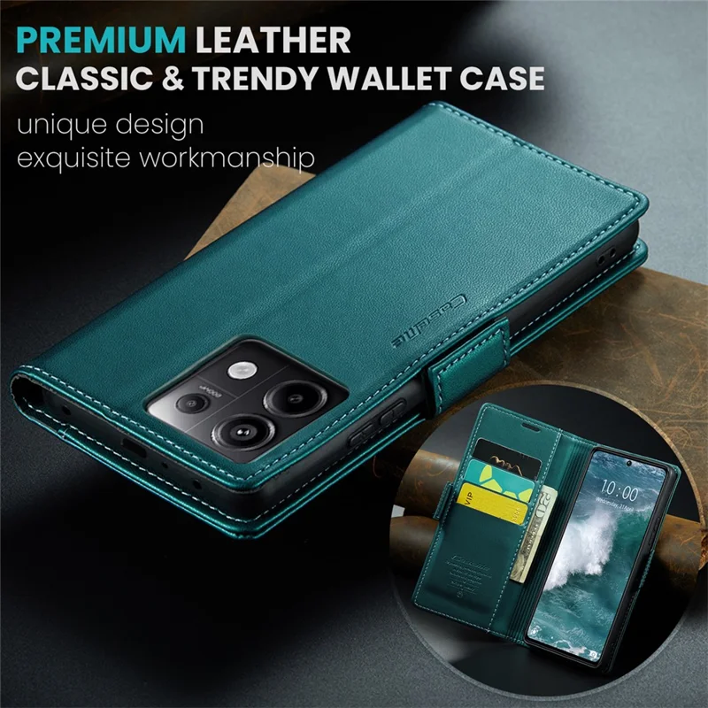CASEME 023 Series For Xiaomi Redmi Note 13 Pro 5G / Poco X6 5G Case RFID Blocking Wallet Phone Cover - Green