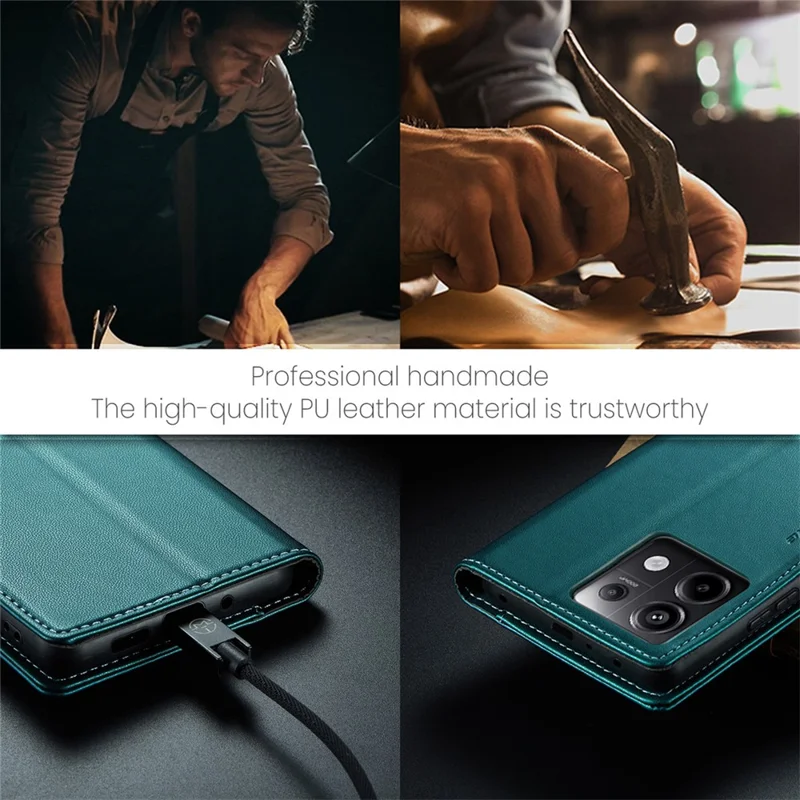 CASEME 023 Series For Xiaomi Redmi Note 13 Pro 5G / Poco X6 5G Case RFID Blocking Wallet Phone Cover - Green
