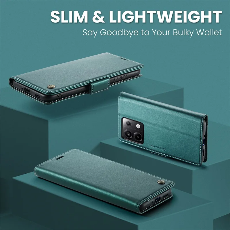 CASEME 023 Series For Xiaomi Redmi Note 13 Pro 5G / Poco X6 5G Case RFID Blocking Wallet Phone Cover - Green