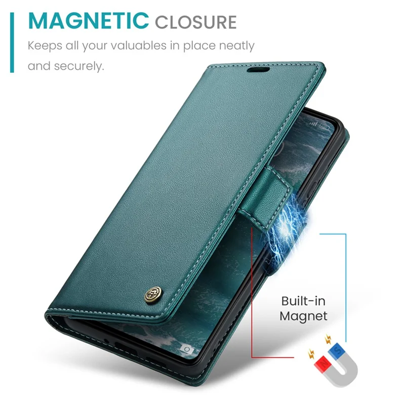 CASEME 023 Series For Xiaomi Redmi Note 13 Pro 5G / Poco X6 5G Case RFID Blocking Wallet Phone Cover - Green