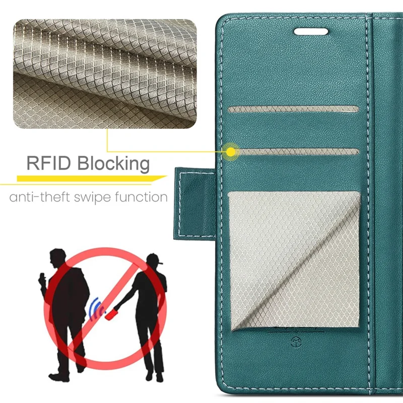 CASEME 023 Series For Xiaomi Redmi Note 13 Pro 5G / Poco X6 5G Case RFID Blocking Wallet Phone Cover - Green
