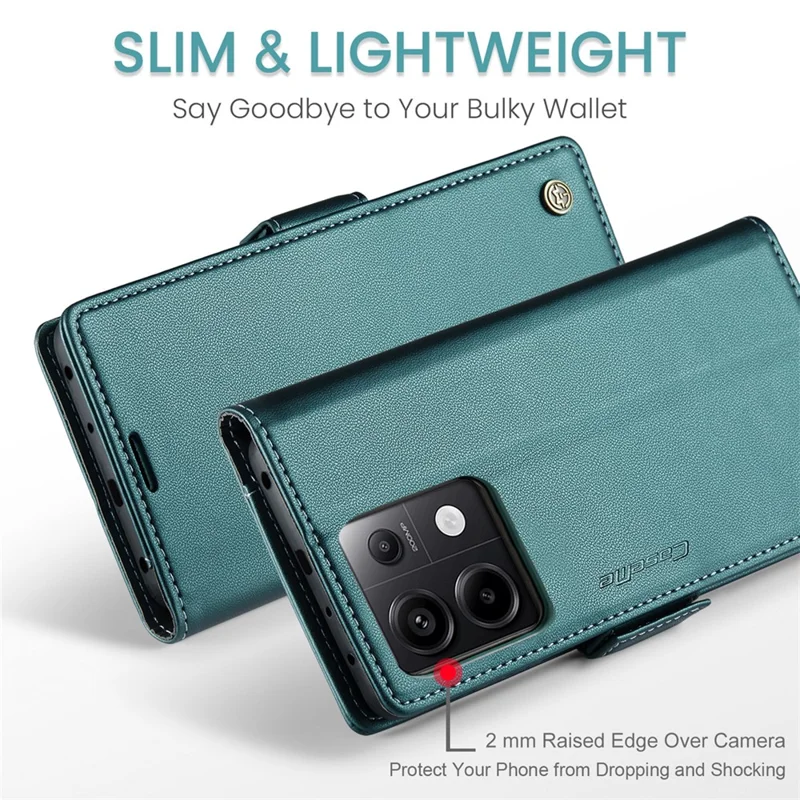 CASEME 023 Series For Xiaomi Redmi Note 13 Pro 5G / Poco X6 5G Case RFID Blocking Wallet Phone Cover - Green