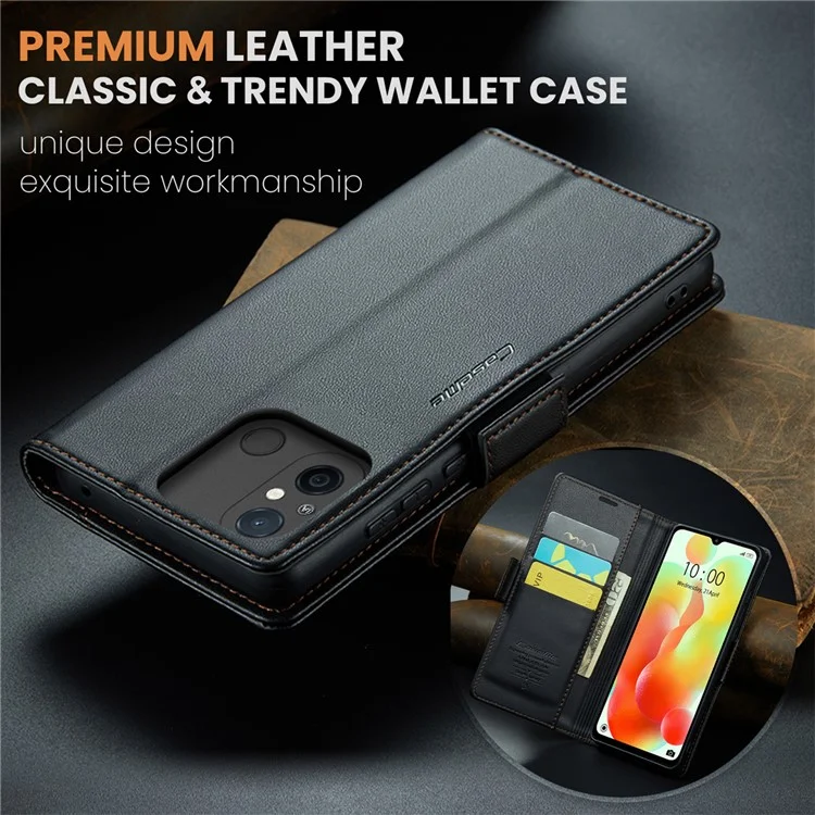 CASEME 023 Series для Xiaomi Redmi 11A 4G / 12C 4G RFID Blocking Case Stand Glossy Phone Cover - Черный