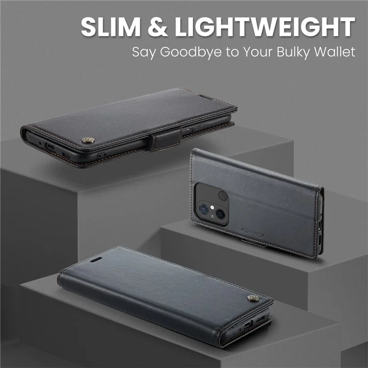 CASEME 023 Series для Xiaomi Redmi 11A 4G / 12C 4G RFID Blocking Case Stand Glossy Phone Cover - Черный
