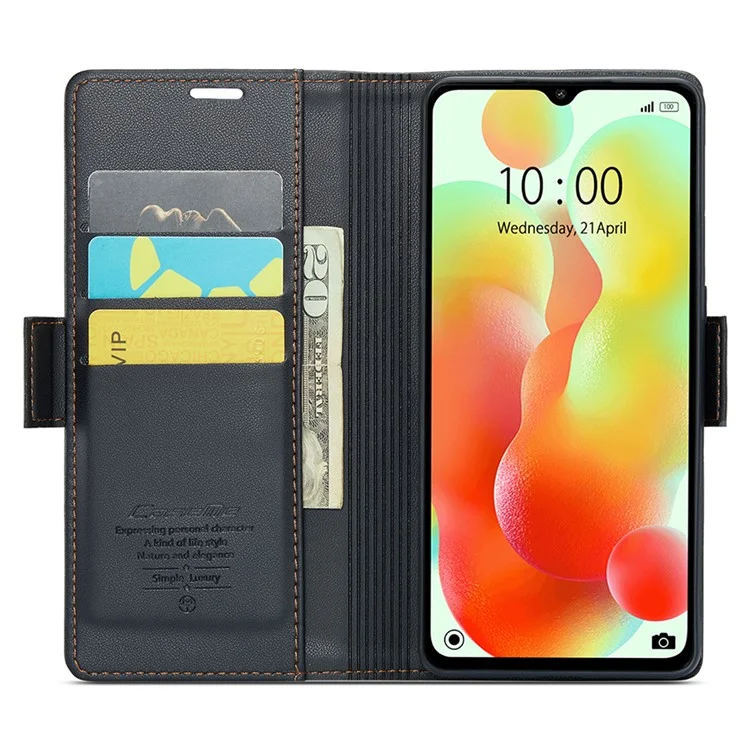 CASEME 023 Series для Xiaomi Redmi 11A 4G / 12C 4G RFID Blocking Case Stand Glossy Phone Cover - Черный