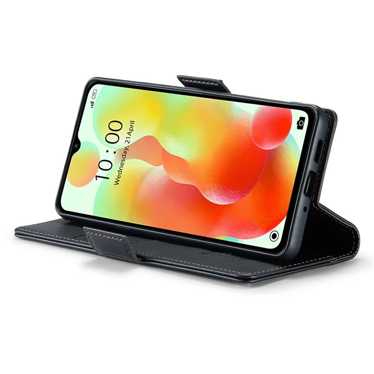 CASEME 023 Series для Xiaomi Redmi 11A 4G / 12C 4G RFID Blocking Case Stand Glossy Phone Cover - Черный
