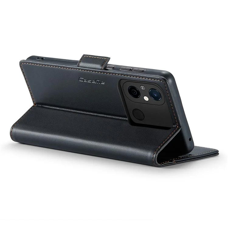 CASEME 023 Series для Xiaomi Redmi 11A 4G / 12C 4G RFID Blocking Case Stand Glossy Phone Cover - Черный