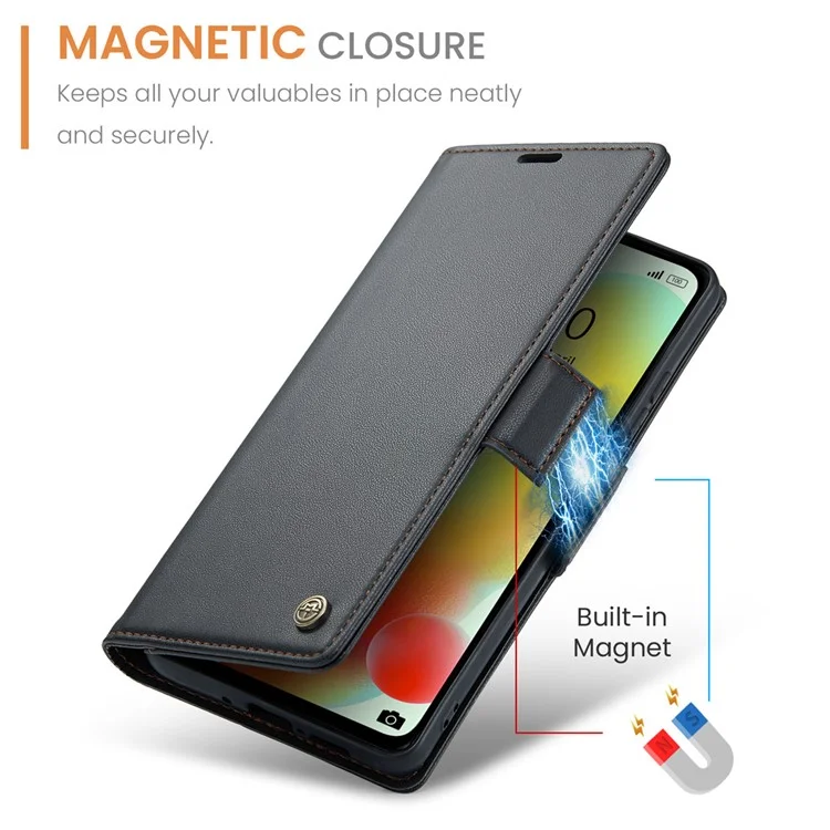 CASEME 023 Series для Xiaomi Redmi 11A 4G / 12C 4G RFID Blocking Case Stand Glossy Phone Cover - Черный
