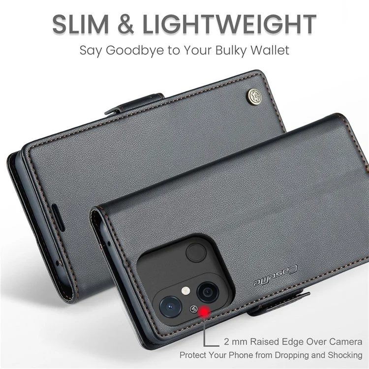 CASEME 023 Series для Xiaomi Redmi 11A 4G / 12C 4G RFID Blocking Case Stand Glossy Phone Cover - Черный