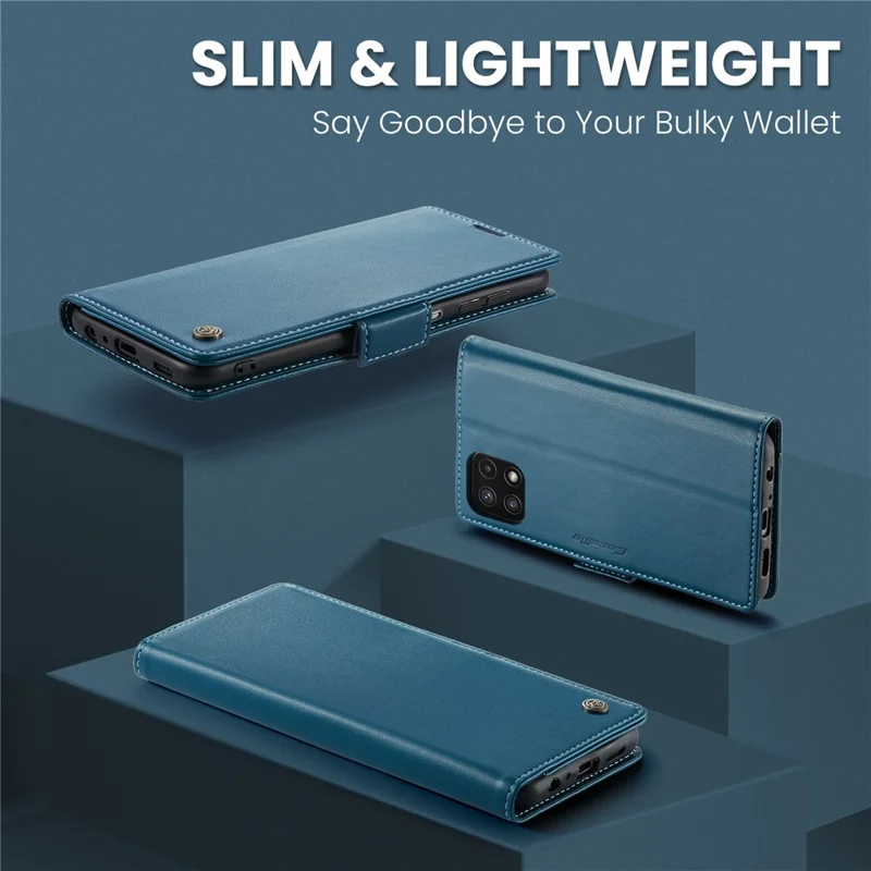CASEME 023 Series For Samsung Galaxy A22 5G (EU Version) / F42 5G Wallet Case RFID Blocking Phone Cover - Blue