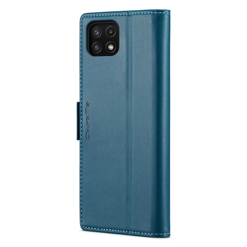 CASEME 023 Series For Samsung Galaxy A22 5G (EU Version) / F42 5G Wallet Case RFID Blocking Phone Cover - Blue