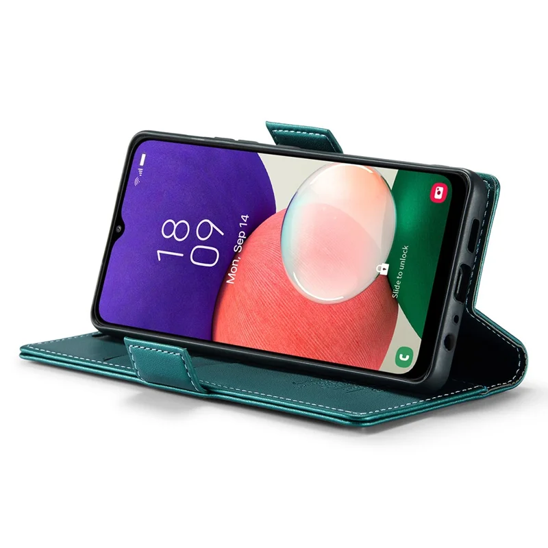 CASEME 023 Series For Samsung Galaxy A22 5G (EU Version) / F42 5G Wallet Case RFID Blocking Phone Cover - Blue