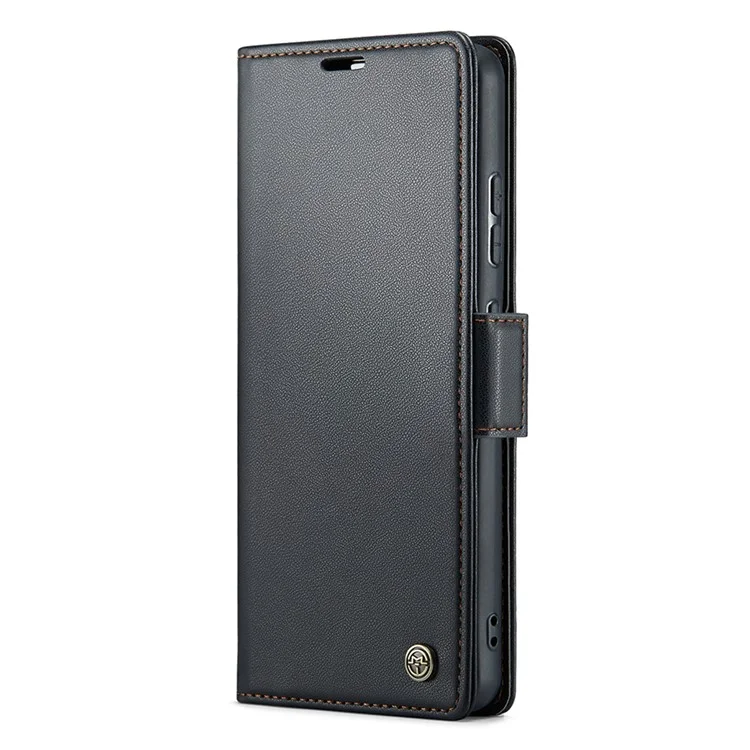 CASEME 023 Series Para Caso Oppo A78 4G RFID Blocking PU Couro Brilhante Carteira de Telefone Capa - Preto