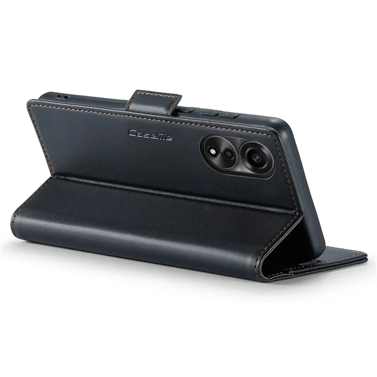 CASEME 023 Series Para Caso Oppo A78 4G RFID Blocking PU Couro Brilhante Carteira de Telefone Capa - Preto