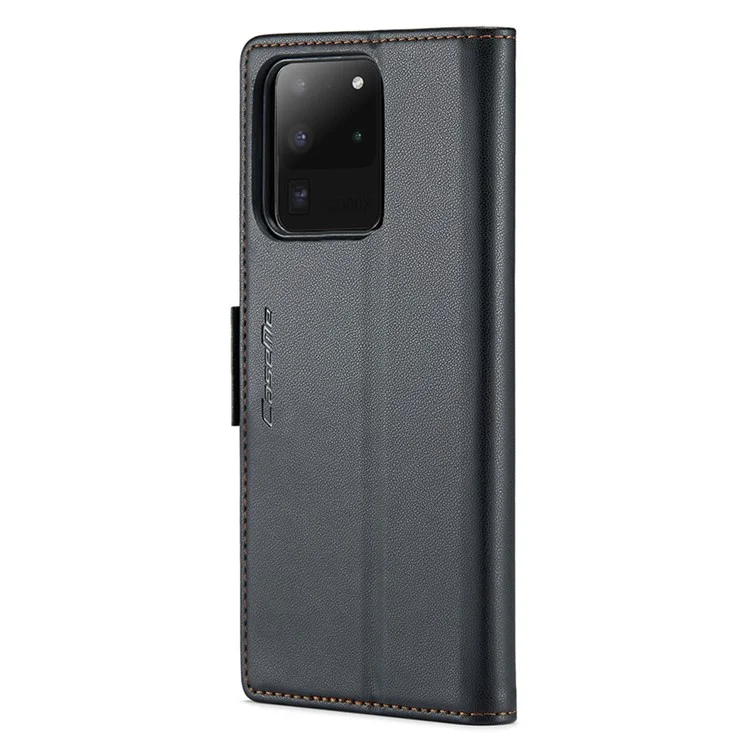 CASEME 023 Series Para Samsung Galaxy S20 Ultra Caso Carteira Bloqueio RFID Capa de Telefone de Couro - Preto