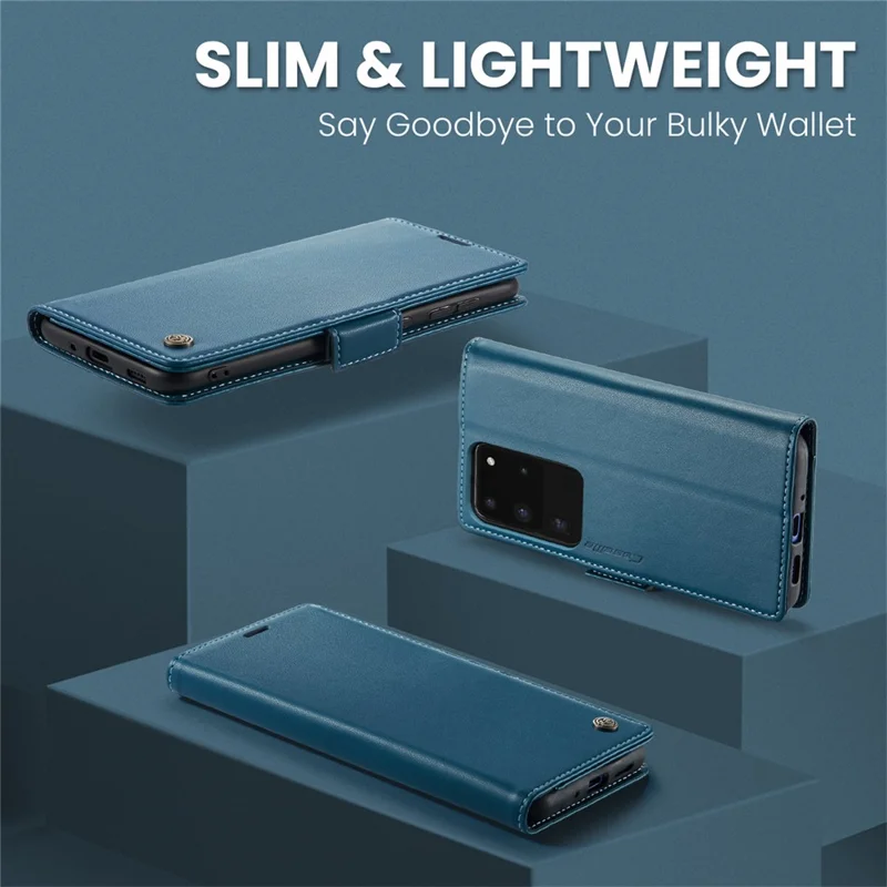 CASEME 023 Series For Samsung Galaxy S20 Ultra Case Wallet RFID Blocking Leather Phone Cover - Blue
