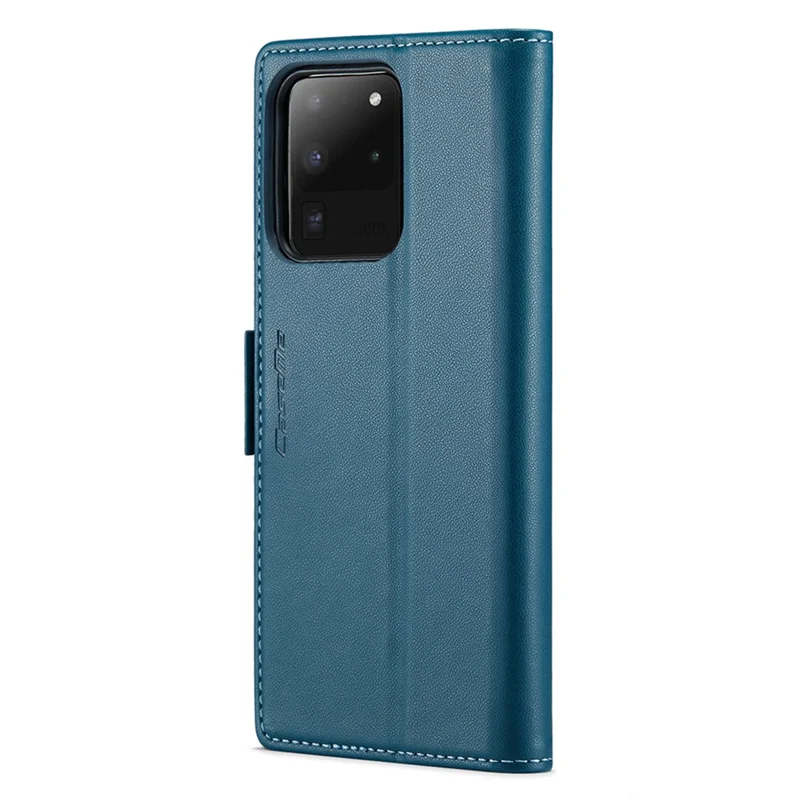 CASEME 023 Series For Samsung Galaxy S20 Ultra Case Wallet RFID Blocking Leather Phone Cover - Blue