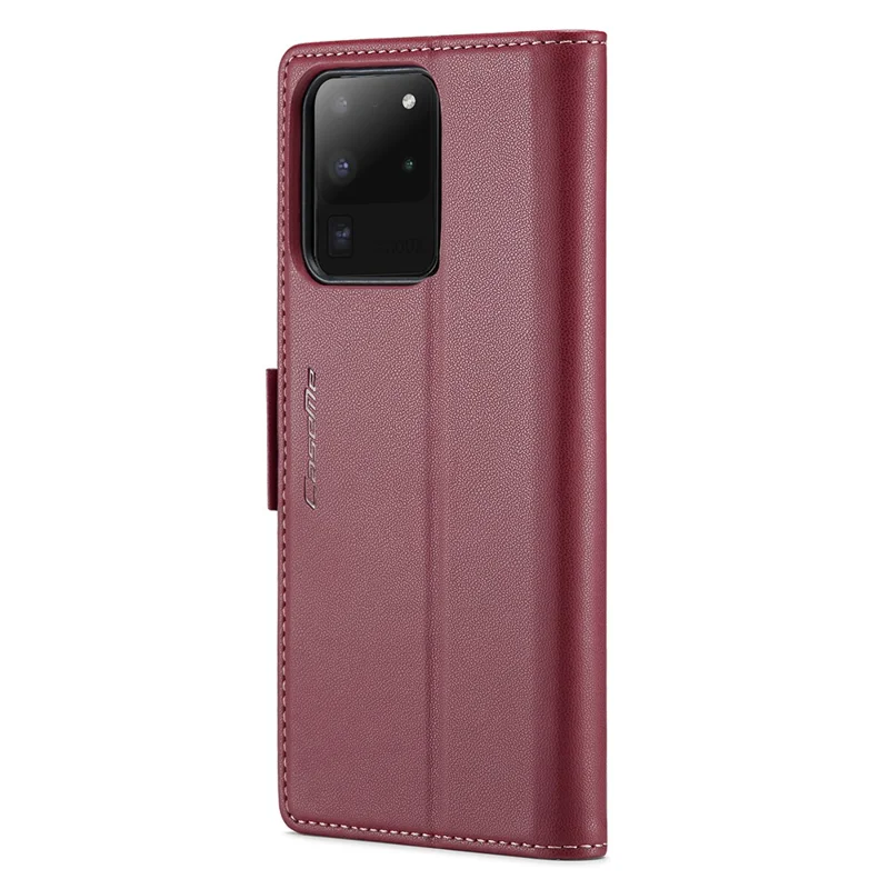 CASEME 023 Series For Samsung Galaxy S20 Ultra Case Wallet RFID Blocking Leather Phone Cover - Red