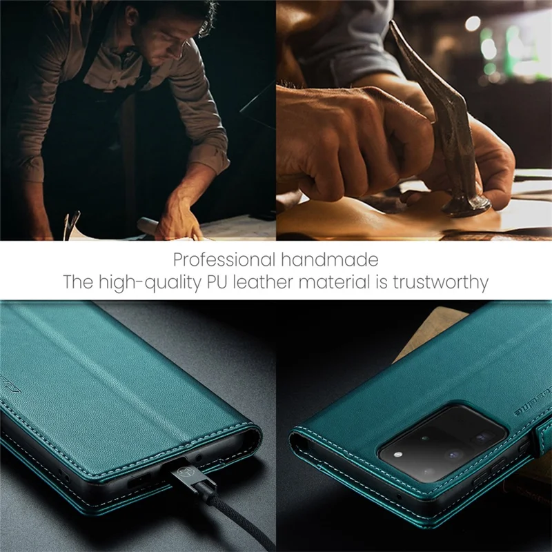 CASEME 023 Series For Samsung Galaxy S20 Ultra Case Wallet RFID Blocking Leather Phone Cover - Green