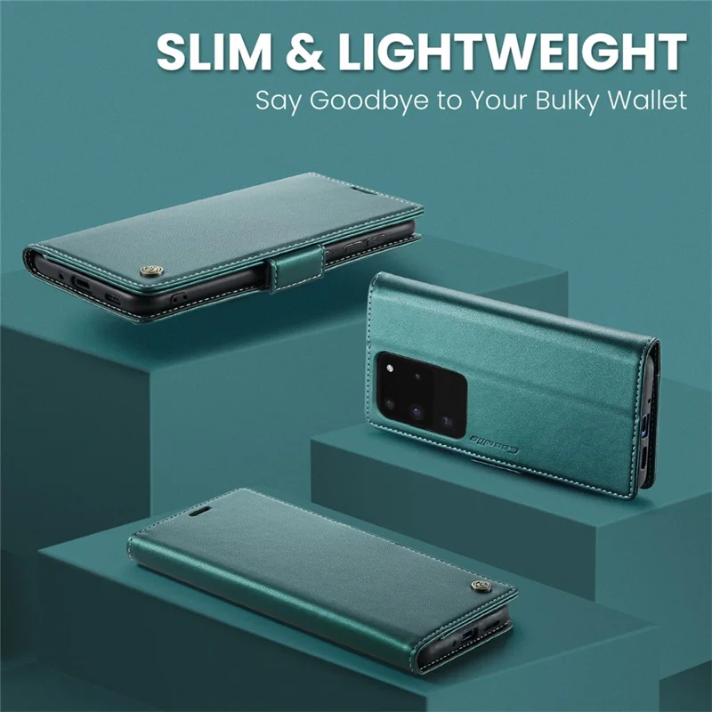 CASEME 023 Series For Samsung Galaxy S20 Ultra Case Wallet RFID Blocking Leather Phone Cover - Green