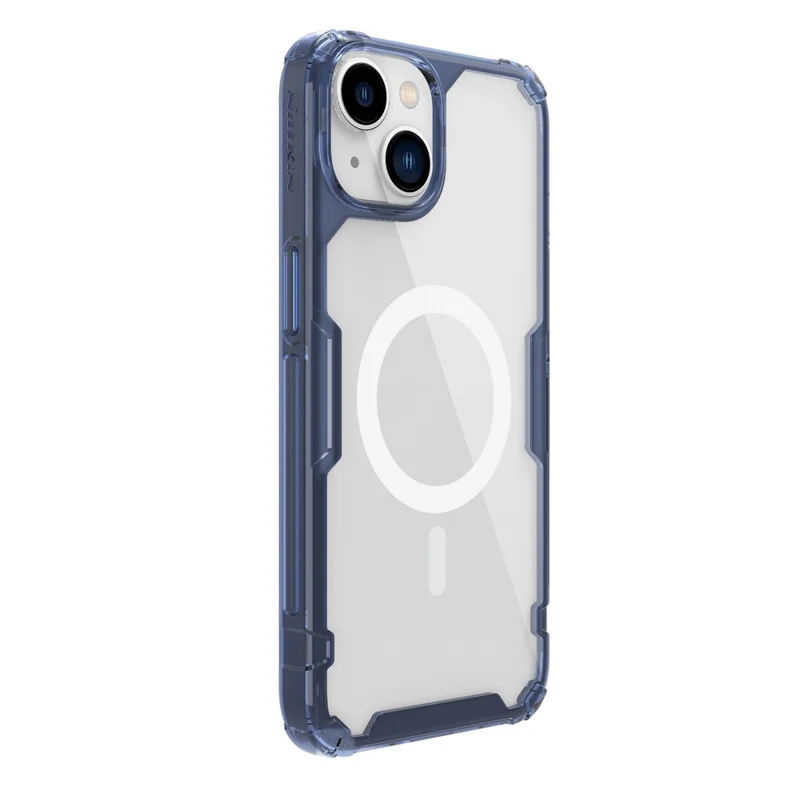 NILLKIN Nature Pro Series for iPhone 14 Plus Anti-drop Phone Case Mobile Phone Protective Back Cover Support Magnetic Wireless Charging - Blue