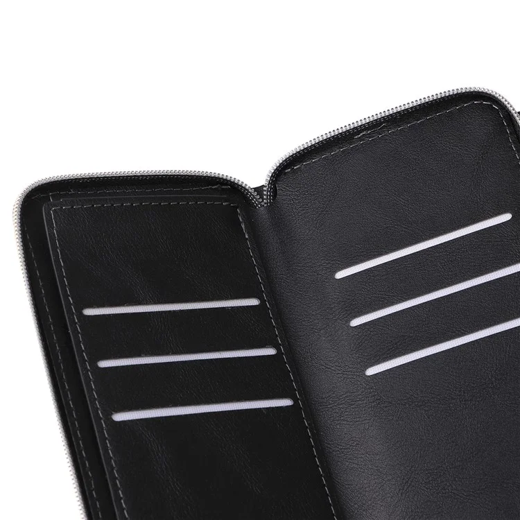 Para Samsung Galaxy A33 5G Zipper Wallet Case Card Slots Leather Phone Cover - Preto